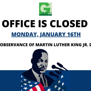 Office Closed for MLK Day 1/16